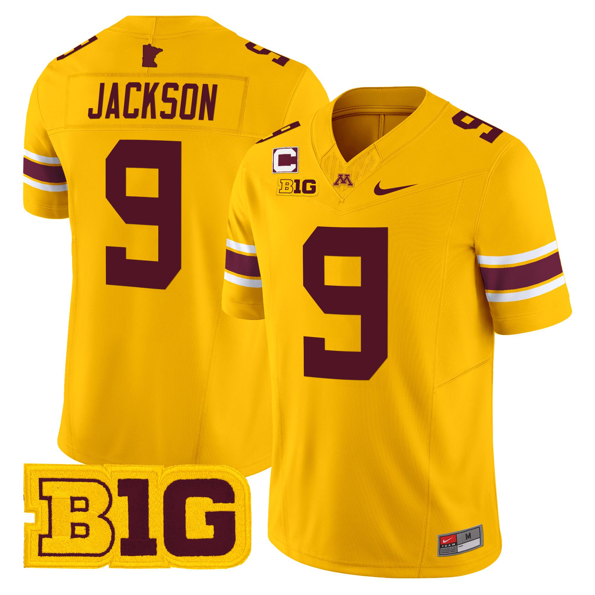 Men Minnesota Golden Gophers #9 Jackson Yellow Nike 2024 Vapor Limited NCAA Jersey style 1